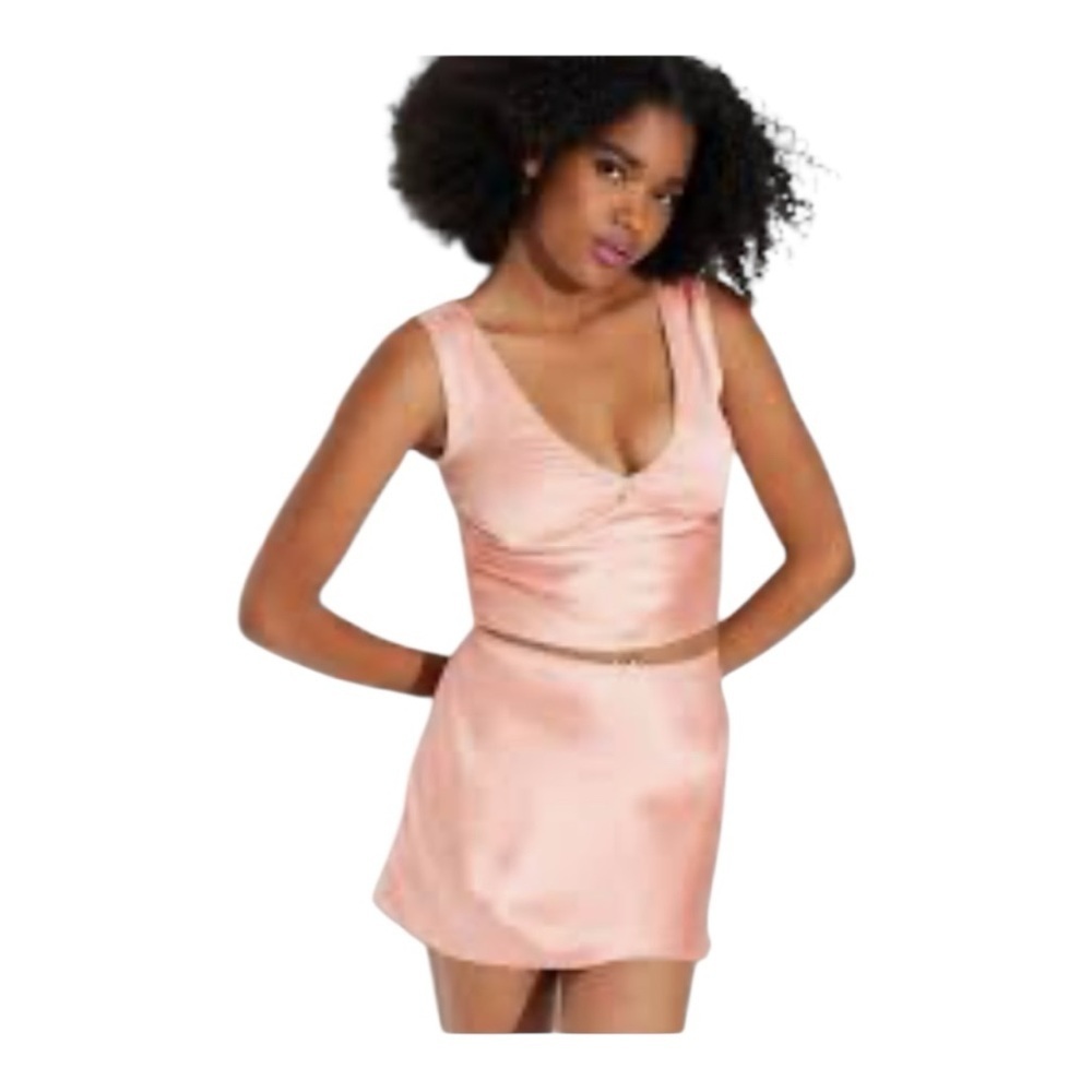 NWT Wild Fable Peach Orange Satin Rosette Tank Top XXS